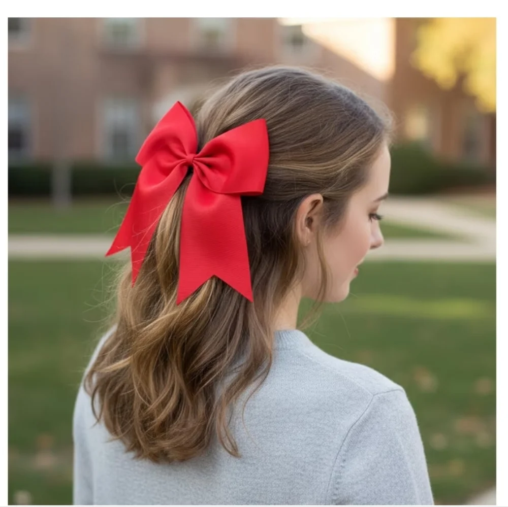 6 Pcs Red Cheer Bows